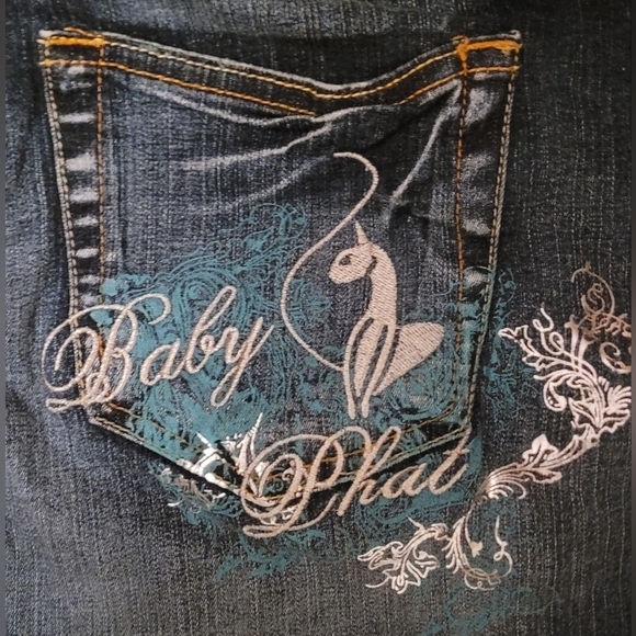 Vintage Y2K Baby Phat Dark Blue Jean Denim Mini Skirt- Size 5 (NWT) - Picture 10 of 13